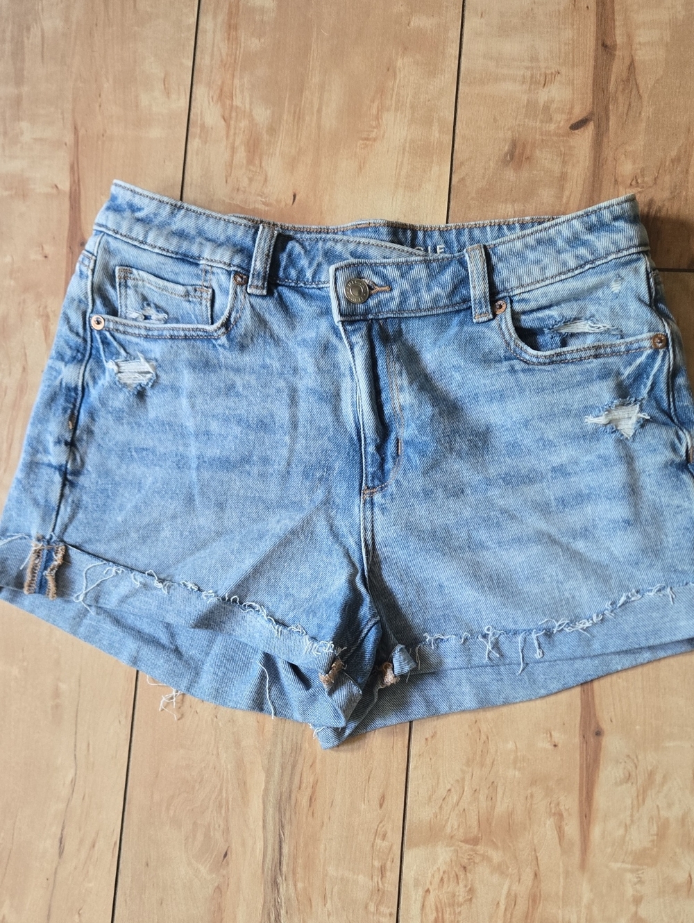 American Eagle Outfitters Light Wash Distressed Denim Shorts